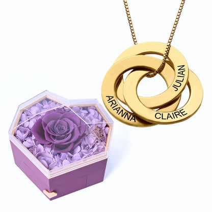 Eternal Heart Box & Russian Rings Personalized Necklace