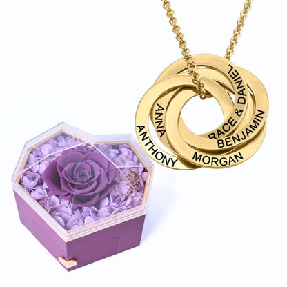 Eternal Heart Box & Russian Rings Personalized Necklace