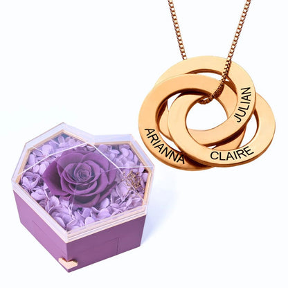 Eternal Heart Box & Russian Rings Personalized Necklace