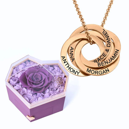 Eternal Heart Box & Russian Rings Personalized Necklace