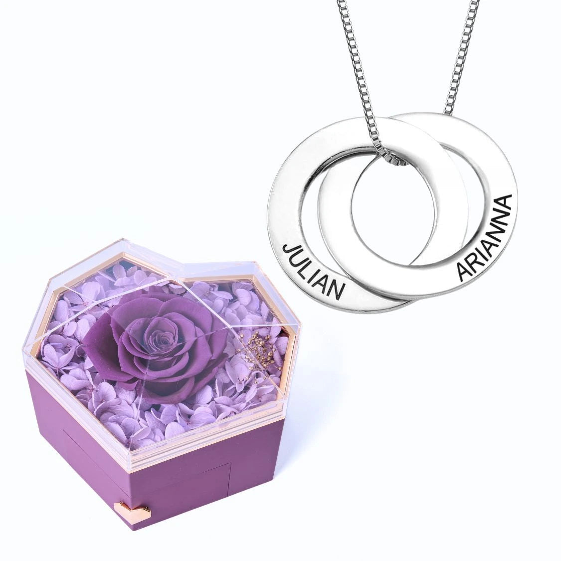 Eternal Heart Box & Russian Rings Personalized Necklace