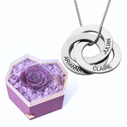 Eternal Heart Box & Russian Rings Personalized Necklace