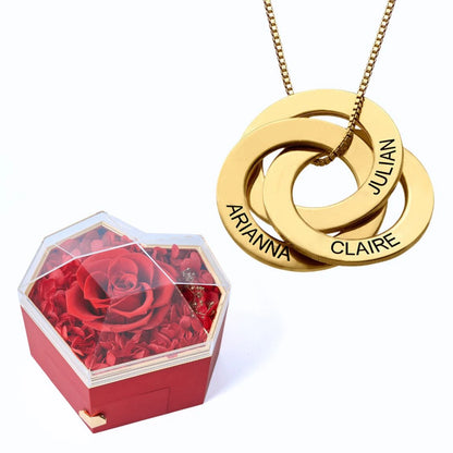 Eternal Heart Box & Russian Rings Personalized Necklace