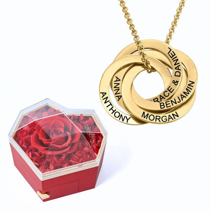 Eternal Heart Box & Russian Rings Personalized Necklace
