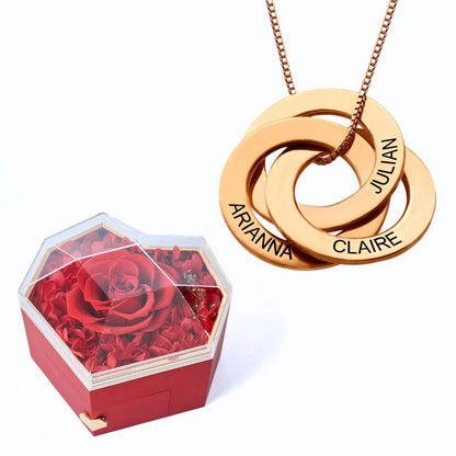 Eternal Heart Box & Russian Rings Personalized Necklace