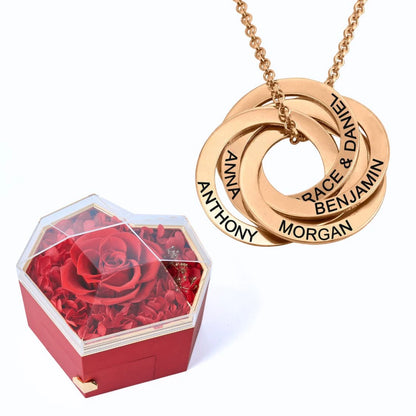 Eternal Heart Box & Russian Rings Personalized Necklace