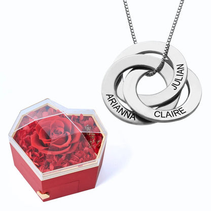 Eternal Heart Box & Russian Rings Personalized Necklace