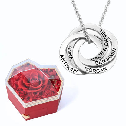 Eternal Heart Box & Russian Rings Personalized Necklace