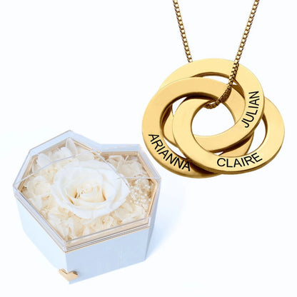 Eternal Heart Box & Russian Rings Personalized Necklace