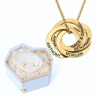 Eternal Heart Box & Russian Rings Personalized Necklace