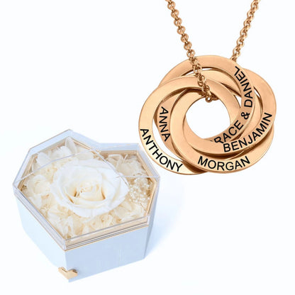 Eternal Heart Box & Russian Rings Personalized Necklace