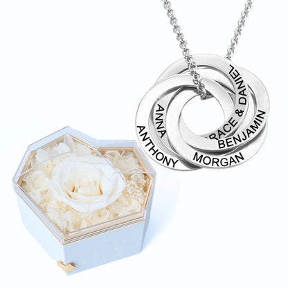 Eternal Heart Box & Russian Rings Personalized Necklace