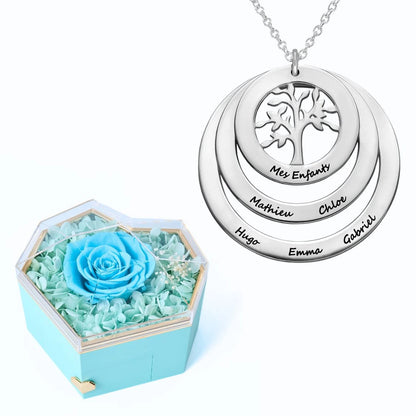 Caja Corazón Eterno y Collar Personalizado Árbol de la Vida
