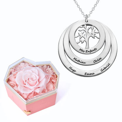 Caja Corazón Eterno y Collar Personalizado Árbol de la Vida