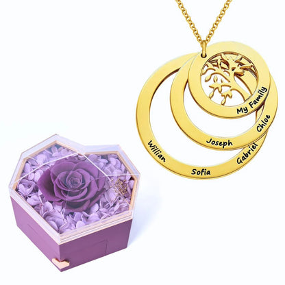 Caja Corazón Eterno y Collar Personalizado Árbol de la Vida
