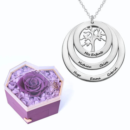 Caja Corazón Eterno y Collar Personalizado Árbol de la Vida