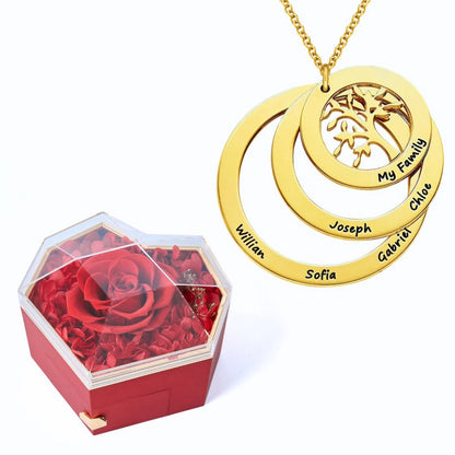 Caja Corazón Eterno y Collar Personalizado Árbol de la Vida