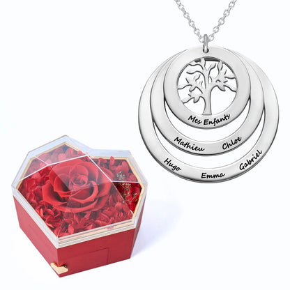 Caja Corazón Eterno y Collar Personalizado Árbol de la Vida