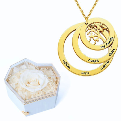 Caja Corazón Eterno y Collar Personalizado Árbol de la Vida
