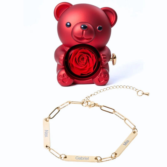 Eeuwige Roos Beer en Mira Gepersonaliseerde Armband