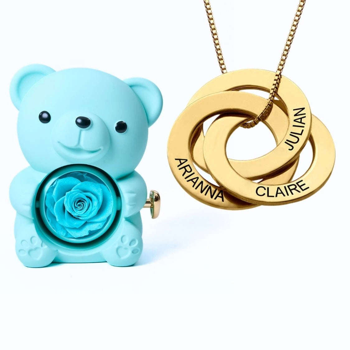 Orso Eterno Milona™ e Anelli Russi Collana Personalizzata