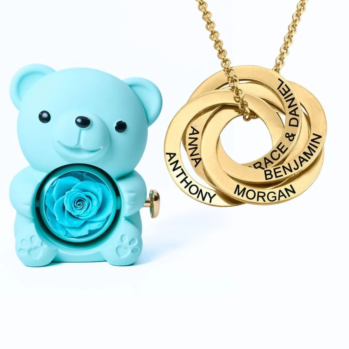 Orso Eterno Milona™ e Anelli Russi Collana Personalizzata