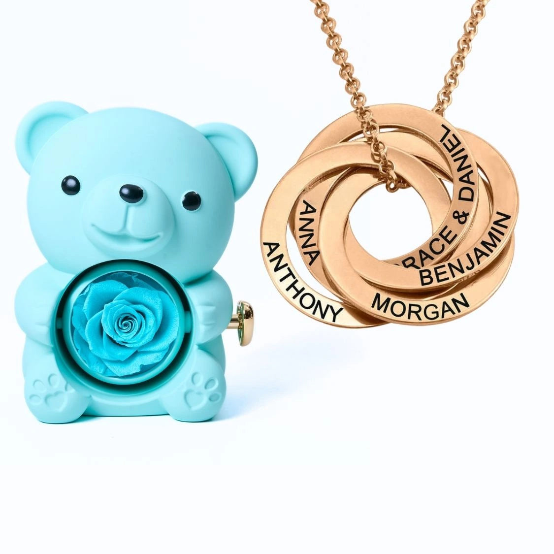 Orso Eterno Milona™ e Anelli Russi Collana Personalizzata