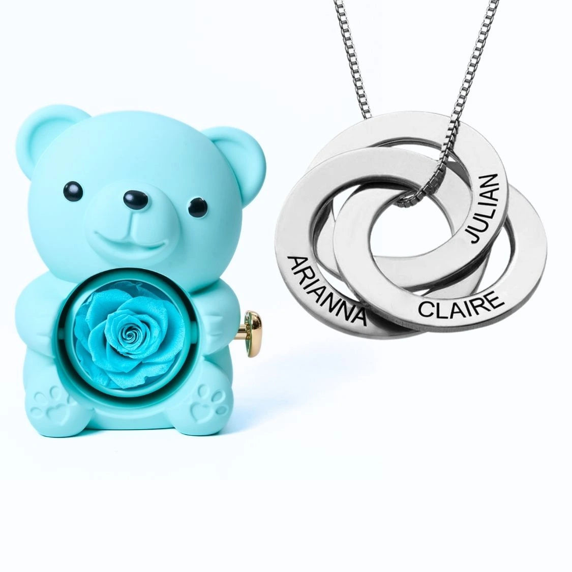 Orso Eterno Milona™ e Anelli Russi Collana Personalizzata