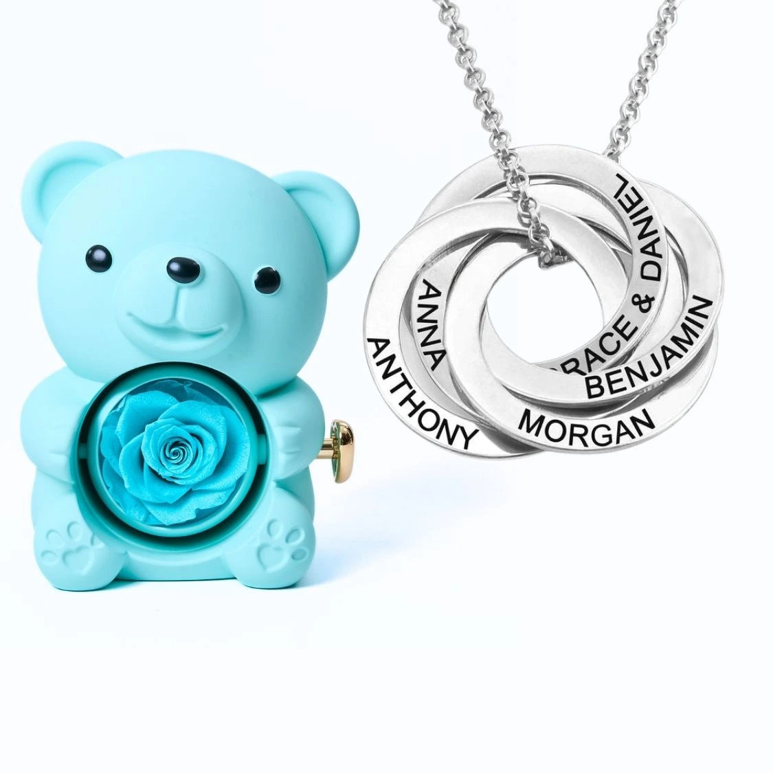Orso Eterno Milona™ e Anelli Russi Collana Personalizzata