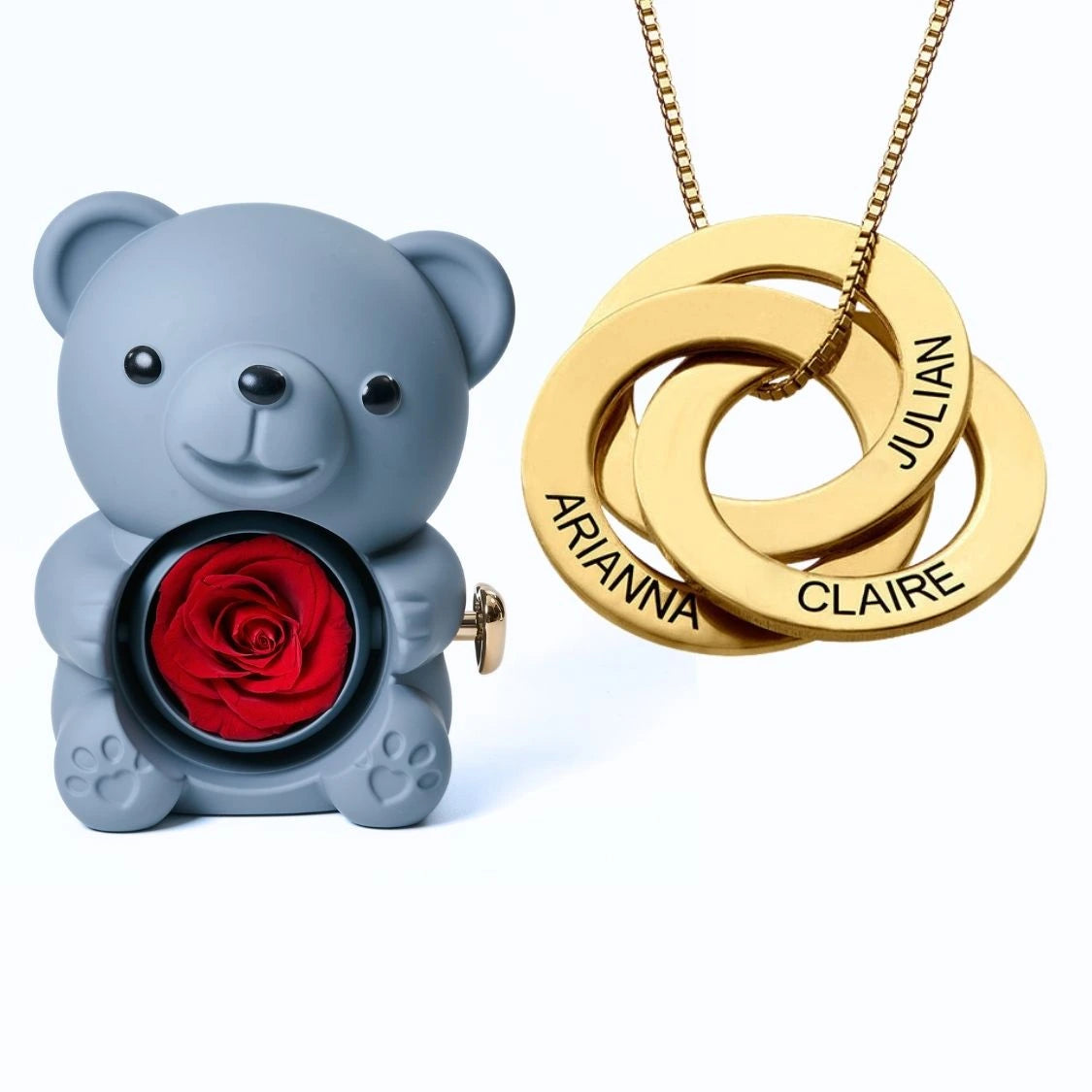 Orso Eterno Milona™ e Anelli Russi Collana Personalizzata