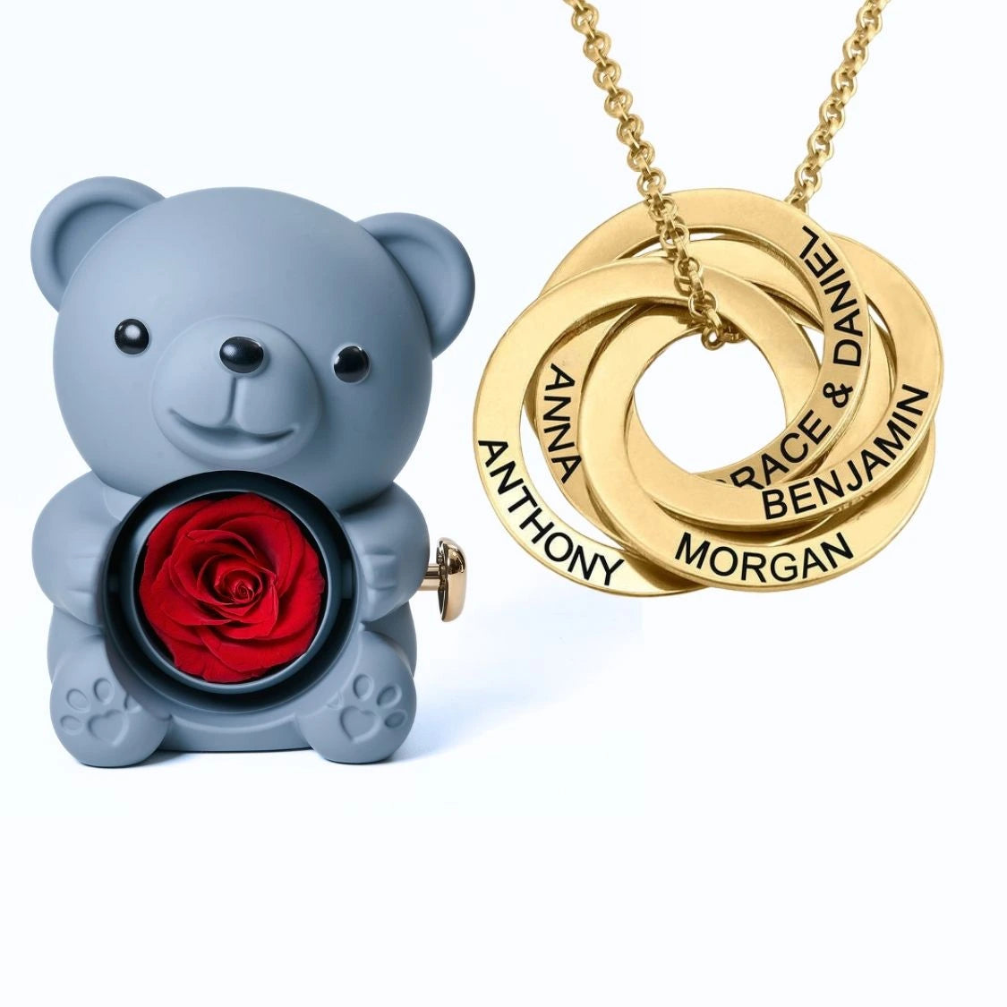 Orso Eterno Milona™ e Anelli Russi Collana Personalizzata