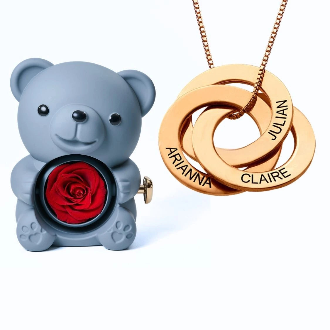 Orso Eterno Milona™ e Anelli Russi Collana Personalizzata