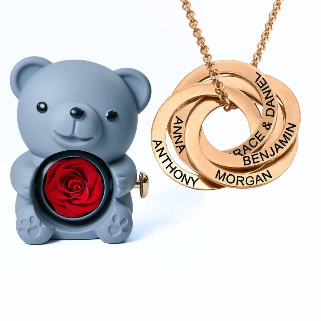 Orso Eterno Milona™ e Anelli Russi Collana Personalizzata