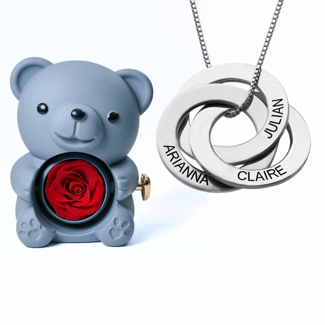 Orso Eterno Milona™ e Anelli Russi Collana Personalizzata