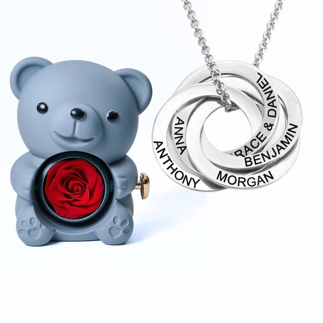 Orso Eterno Milona™ e Anelli Russi Collana Personalizzata
