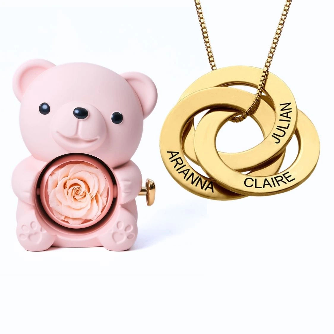 Orso Eterno Milona™ e Anelli Russi Collana Personalizzata