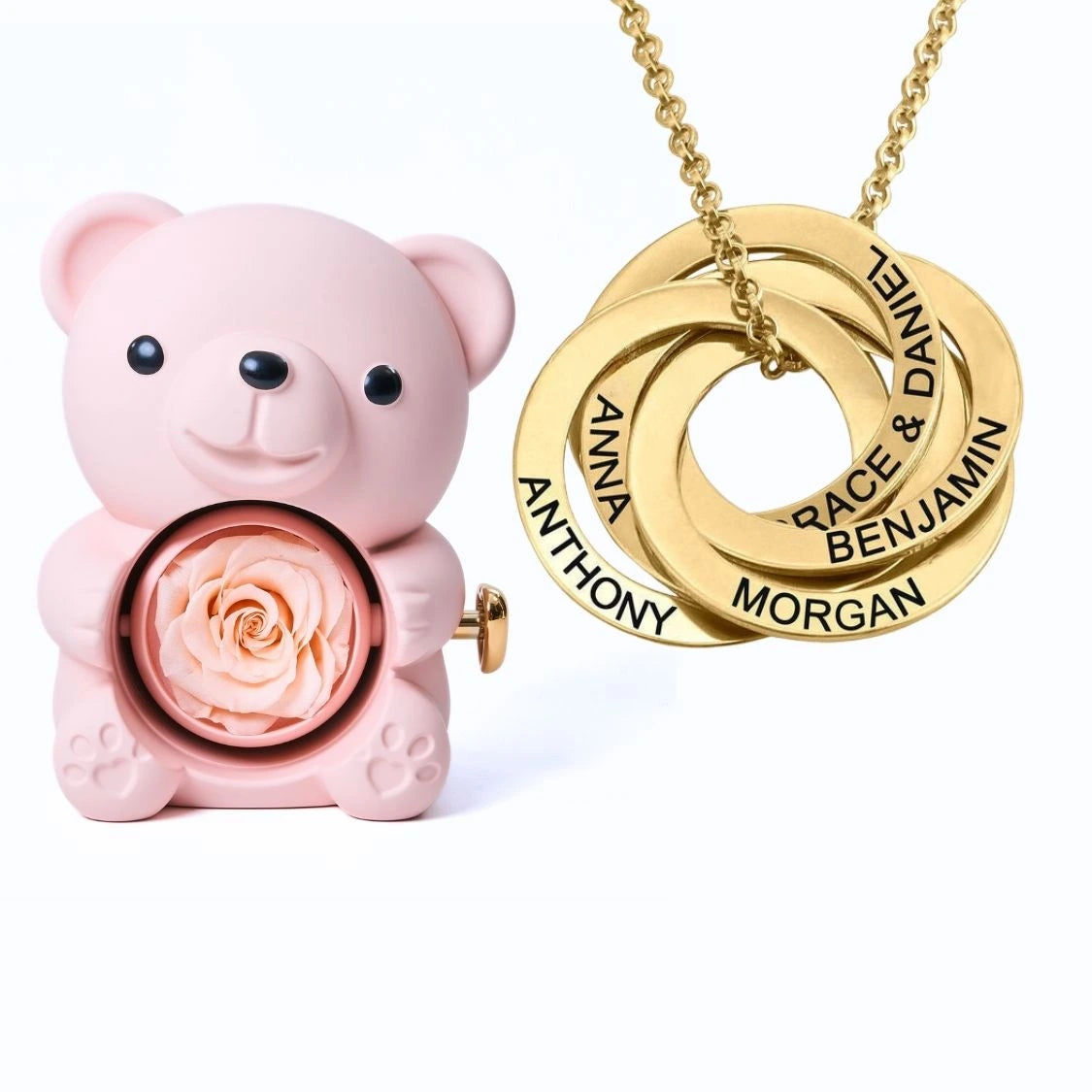 Orso Eterno Milona™ e Anelli Russi Collana Personalizzata