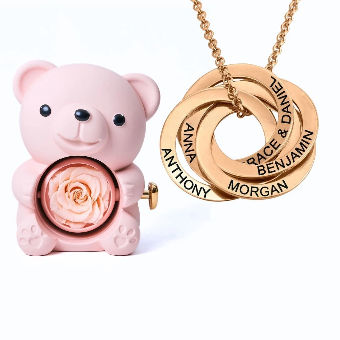 Orso Eterno Milona™ e Anelli Russi Collana Personalizzata