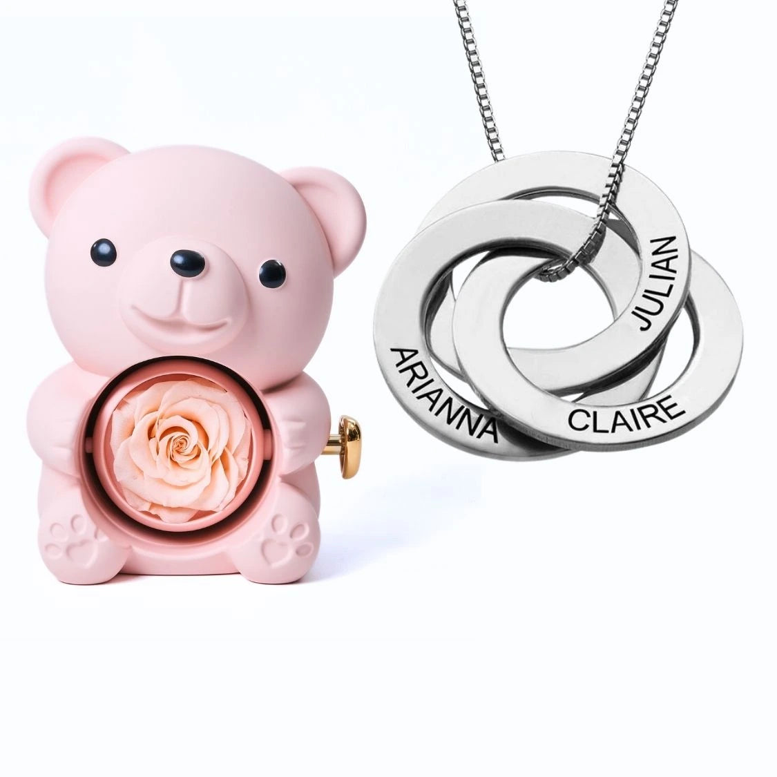Orso Eterno Milona™ e Anelli Russi Collana Personalizzata