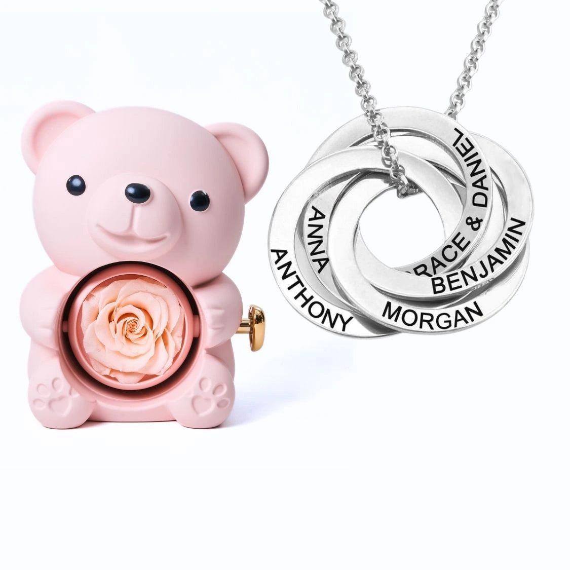 Orso Eterno Milona™ e Anelli Russi Collana Personalizzata