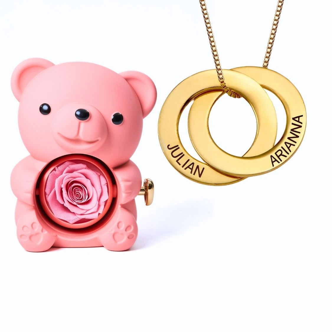 Orso Eterno Milona™ e Anelli Russi Collana Personalizzata