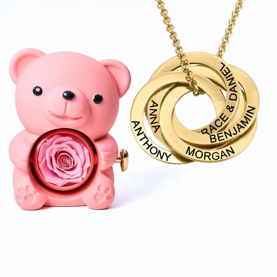 Orso Eterno Milona™ e Anelli Russi Collana Personalizzata