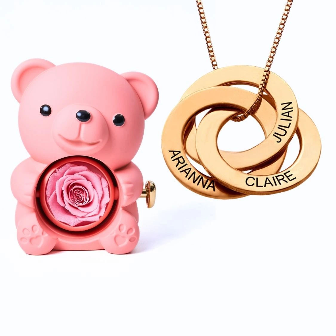 Orso Eterno Milona™ e Anelli Russi Collana Personalizzata