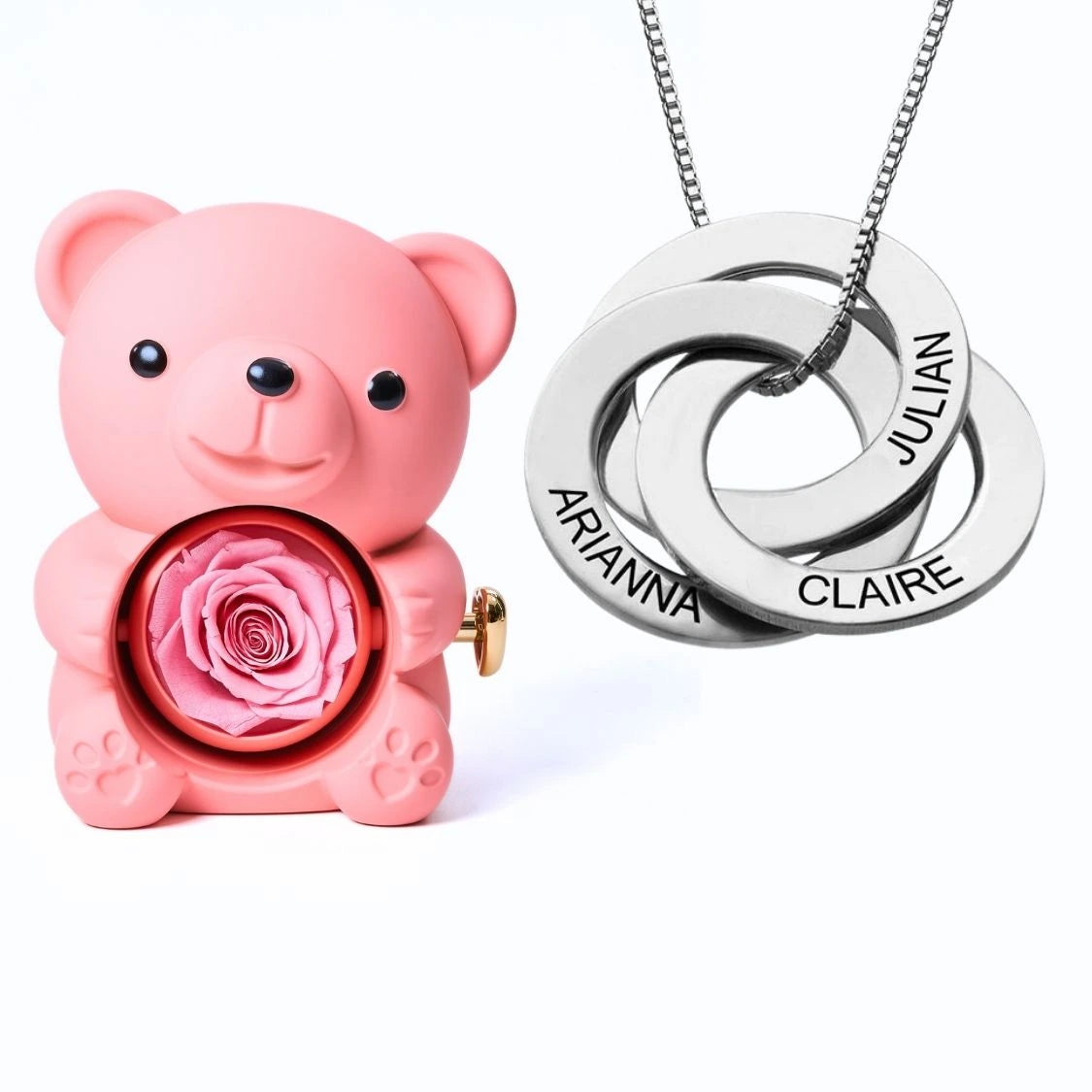 Orso Eterno Milona™ e Anelli Russi Collana Personalizzata