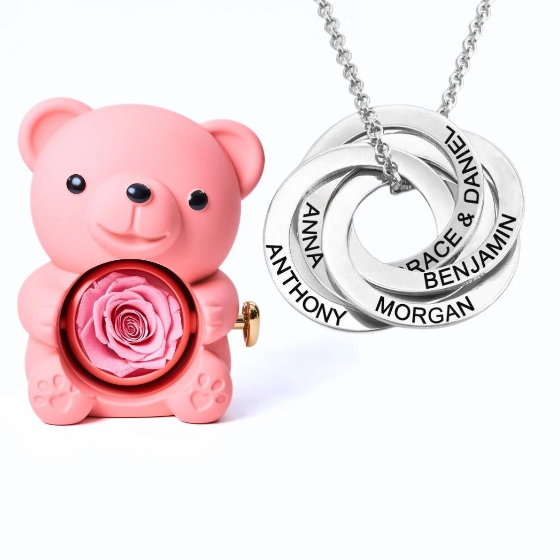 Orso Eterno Milona™ e Anelli Russi Collana Personalizzata