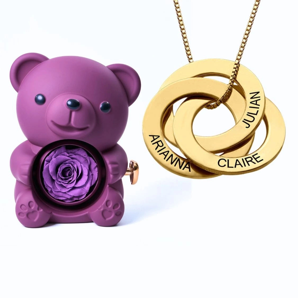Orso Eterno Milona™ e Anelli Russi Collana Personalizzata