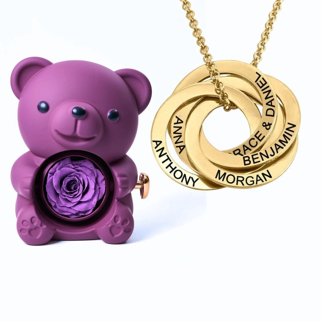 Orso Eterno Milona™ e Anelli Russi Collana Personalizzata