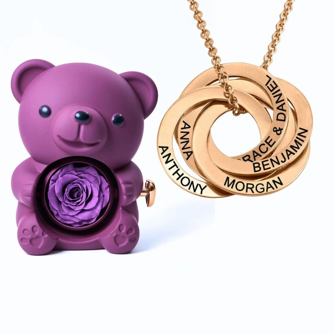 Orso Eterno Milona™ e Anelli Russi Collana Personalizzata