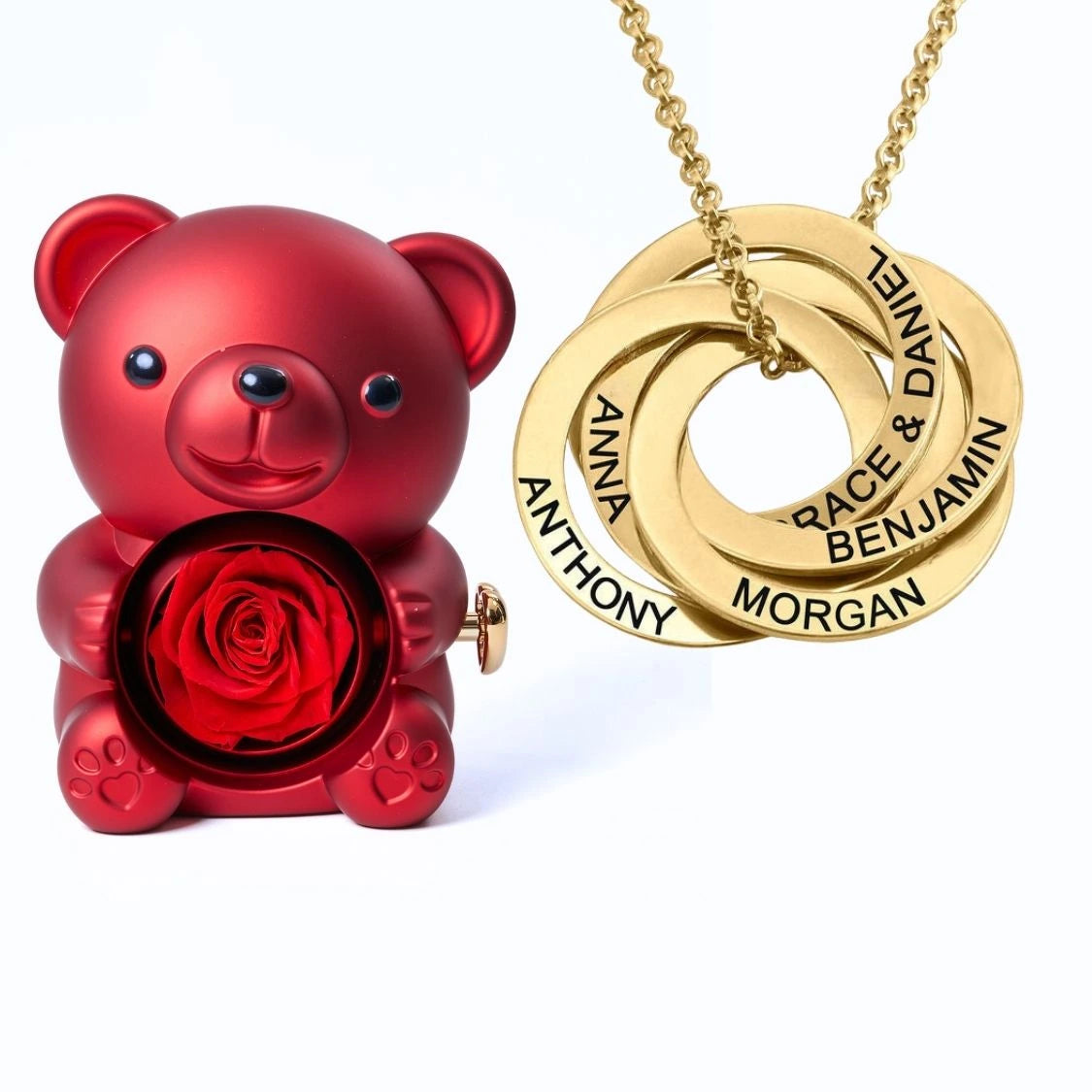 Orso Eterno Milona™ e Anelli Russi Collana Personalizzata