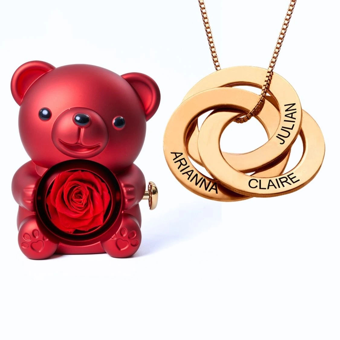 Orso Eterno Milona™ e Anelli Russi Collana Personalizzata